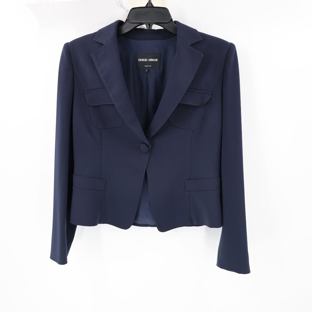 Giorgio Armani Blazer Womens Size 40 Made In Italy Navy blue one button designer